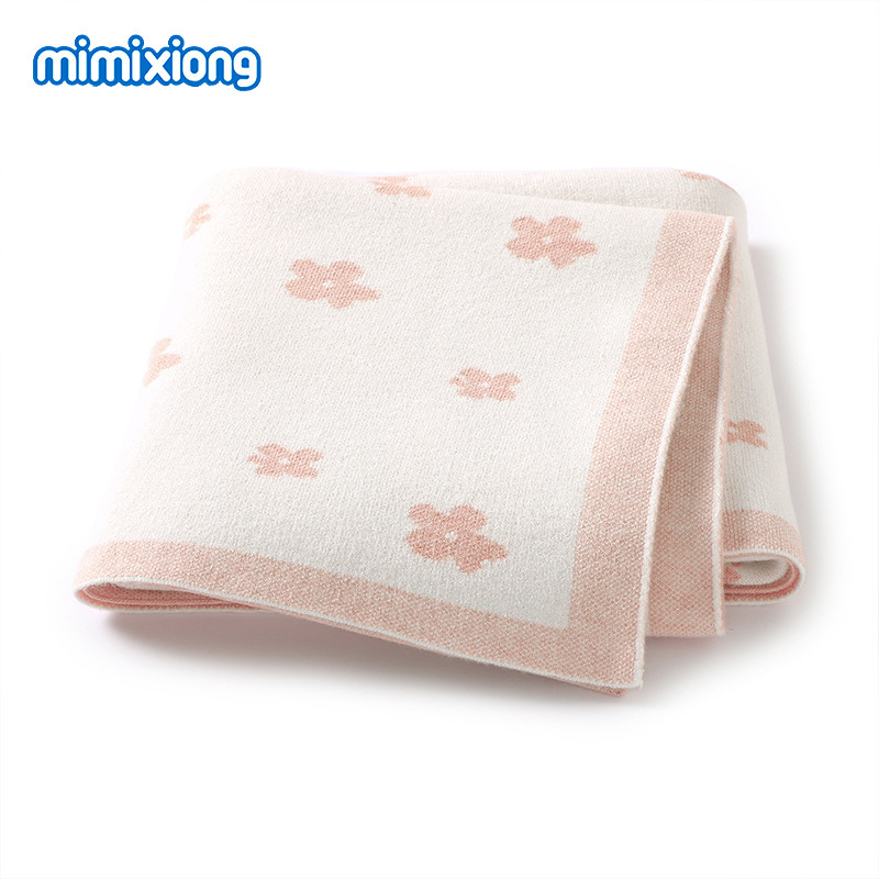 Ins venta caliente primavera, primavera y verano nuevo estilo linda flor jacquard bebé manta bebé cochecito cubierta edredón juego almohadilla