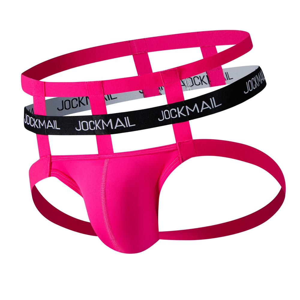 JOCKMAIL ropa interior de los hombres de cintura baja sexy moda hueco personalidad doble pantalones vendaje sexy ropa formal blanco y negro