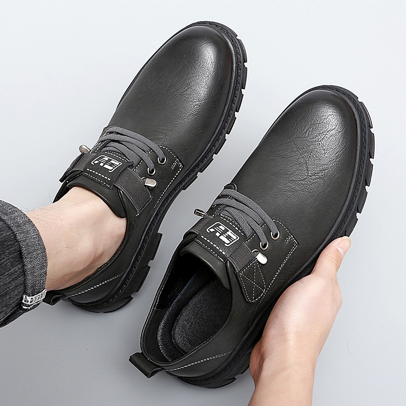 Zapatos de trabajo zapatos casuales de los hombres zapatos de cuero del dedo del pie grande de los hombres slip-on zapatos de los hombres de trabajo protección laboral zapatos de cuero casuales al aire libre