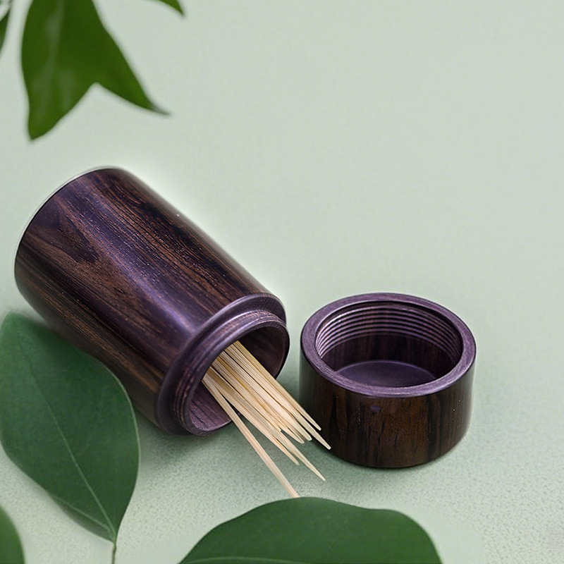 Muquju Ziguangtan hilo dental para el hogar, tubo de palillo de dientes, tubo de almacenamiento creativo retro de madera maciza, tanque de almacenamiento de té portátil de viaje