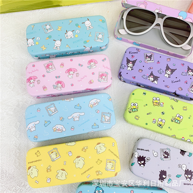 Cross-border leather glasses box cute cartoon kulomi PC dog sunglasses storage box convenient anti-fall anti-pressure protection box