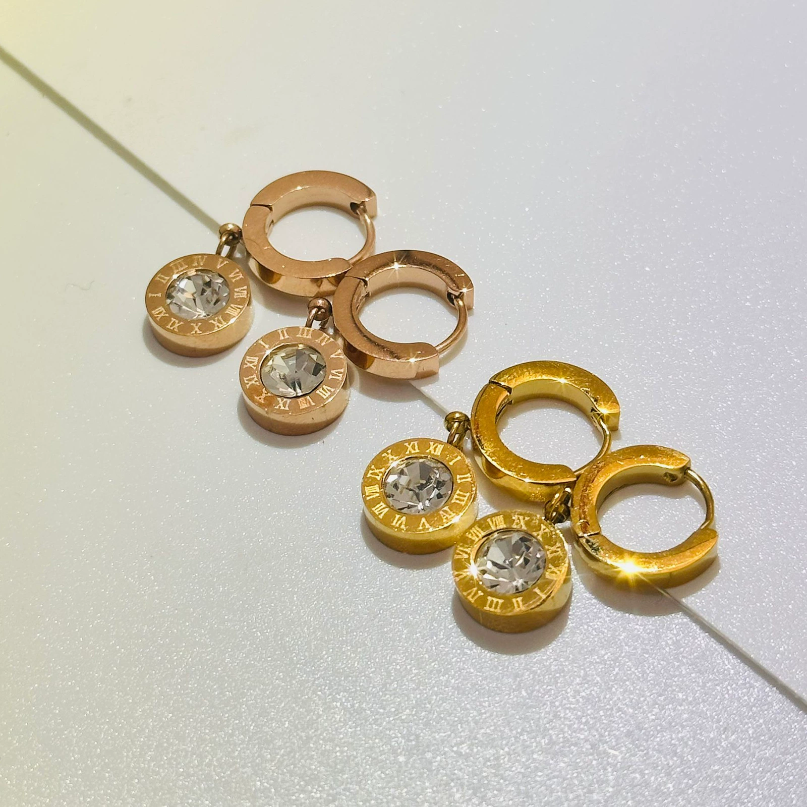 Клеверстовые серьги женские римские цифры с бриллиантами 18K титановые стальные серьги женские длинные бахромы ювелирные подвески
