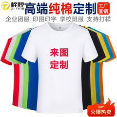 広告シャツ純綿 Tシャツカスタム作業服ラウンドネック半袖文化シャツ夏のクラス制服グループ制服プリントロゴ