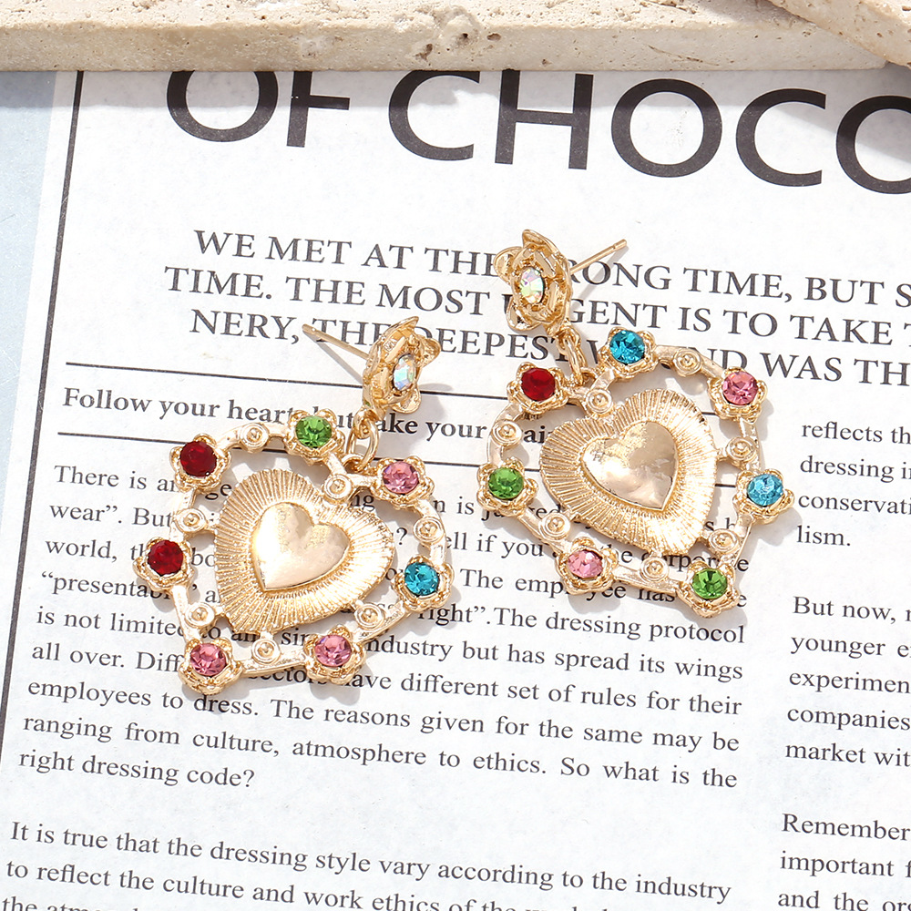 All Seasons Season Women's Gender 1 Pair Vacation Classic Style Heart Shape Inlay Alloy Zircon Drop Earrings