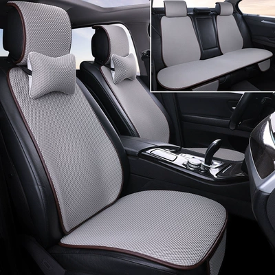 Set Fat Mat Non-slip Five-seat – Four Seasons Pad - nine-piece-set-for-the-whole-car-calm-gray-2-headrests-linen-style