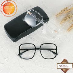 Xiaohongshu Instagram influencer's same style large frame anti-blue light plain glasses, fashionable square transparent glasses for men and women with myopia