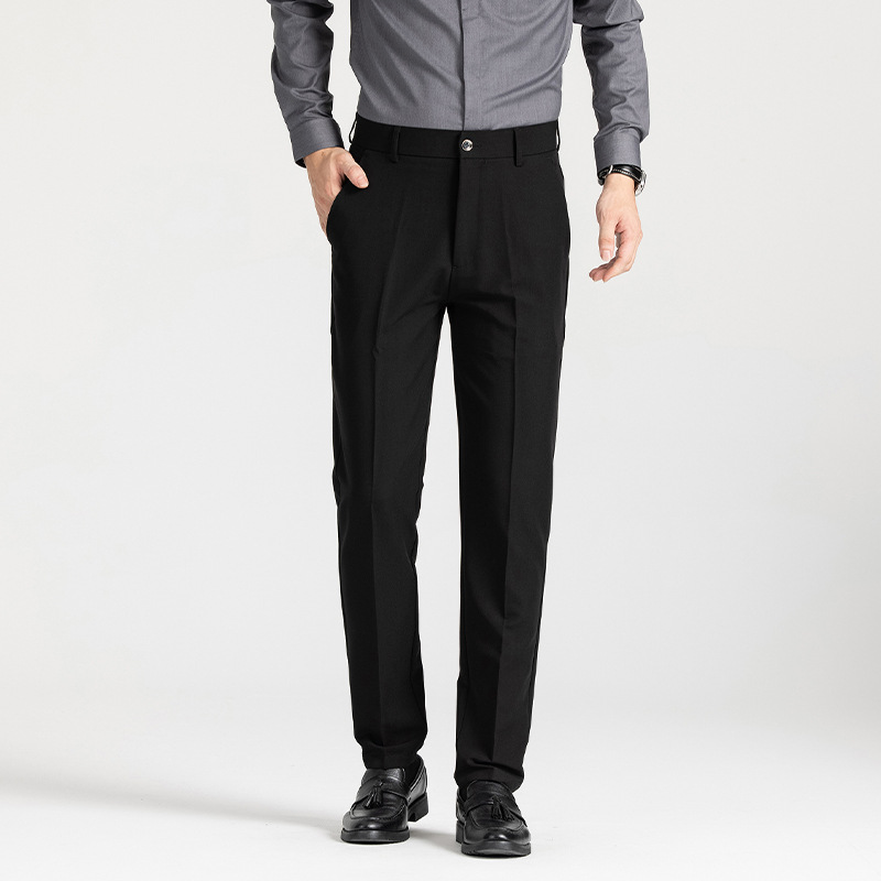 Pantalones para hombres delgados pantalones casuales de primavera y otoño pantalones rectos pantalones negros sueltos pantalones de traje para hombres