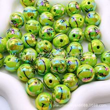 电镀印花圣诞怪杰格林奇圆珠双面印花grinch圆珠串珠笔车挂配件