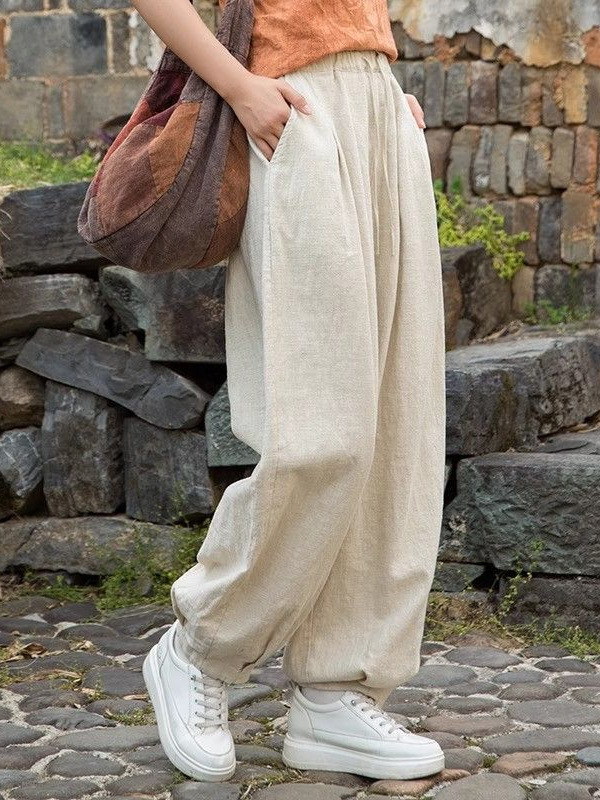 Women's Cotton and Linen Pants New Summer Style Cotton and Linen Long Pants Casual Loose Versatile Cuffed Pants Relaxed Lantern Pants Women's Cotton and Linen Pants New Summer Style Cotton and Linen Long Pants Casual Loose Versatile Cuffed Pants Relaxed Lantern Pants