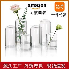 Ваза из высокоборосиликатного стекла Amazon, маленькое горлышко, домашний декор, прямая, креативная, оптовая продажа, высококачественная ваза