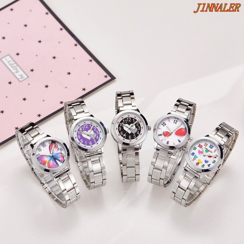 Cross-Border Simple and Fashionable Women's Quartz Electronic Watch Ins Style Butterfly Heart Cartoon Steel Band Watch Cross-Border Simple and Fashionable Women's Quartz Electronic Watch Ins Style Butterfly Heart Cartoon Steel Band Watch