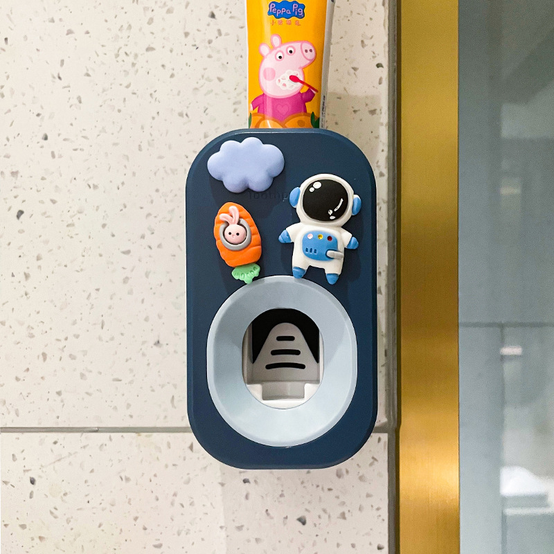 自動歯磨き粉絞り器、怠惰な絞り器、漫画のかわいいステッチ、子供用壁掛けパンチフリーラック|undefined