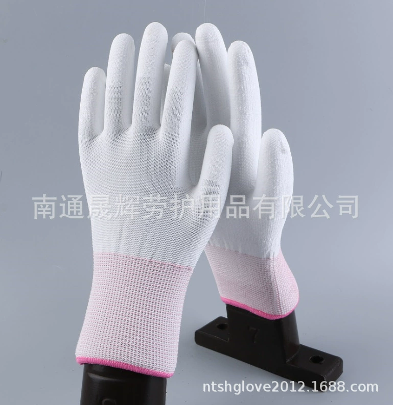 Белые перчатки для ладоней с полиуретановым покрытием, рабочие перчатки для защиты труда