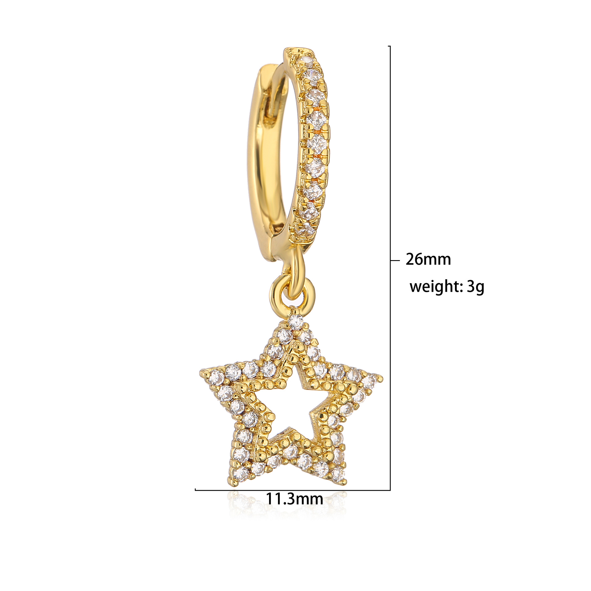 Zircon Inlay Material Drop Earrings Classification 1 Pair Sweet Star Bear Heart Shape Copper Inlay Zircon Drop Earrings