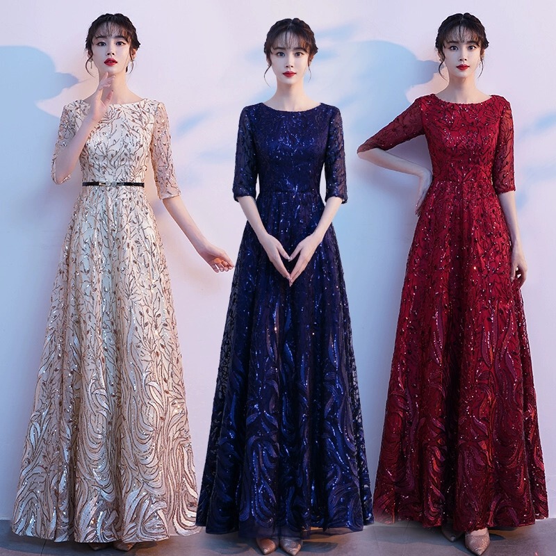 Chorus costume women's long dress banquet evening dress mother wedding banquet dress can be worn at ordinary times temperament dress