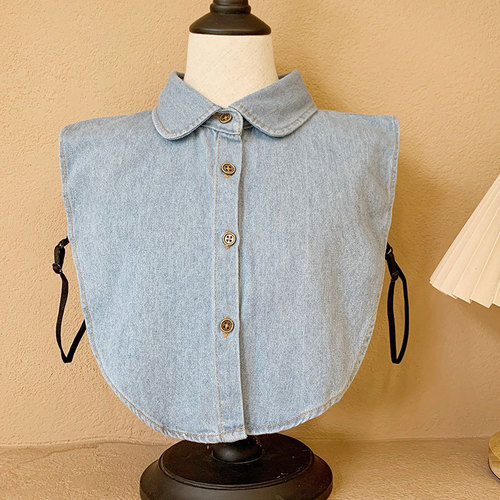 Holiday of holiday of denim shirt collar children brought large lattice qiu dong professional doll collar shirt collar