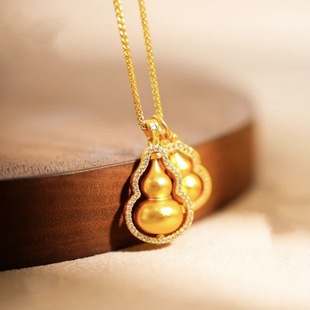 18K Gold Necklace Dotted with Diamonds, Moissanite, Gourd Pendant Au750 Color Gold Fashion Jewelry Shuibei Live Broadcast Hot Wholesale