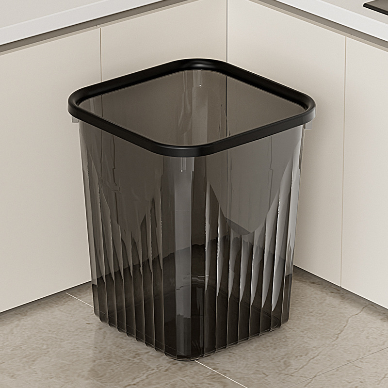 Transparent Square Trash Can with Large Capacity for Bathroom, Large Bedroom, Kitchen, Office, Light Luxury with Press Ring Paper Basket