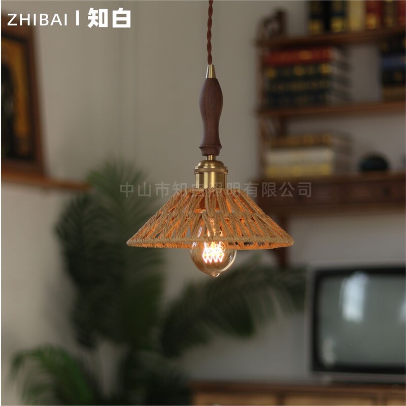 Retro Pastoral Style Hemp Rope Chandelier for Guesthouse Bedroom, Restaurant, Balcony, Bay Window, Bar Counter, Hallway, Entrance, and Shop Decoration