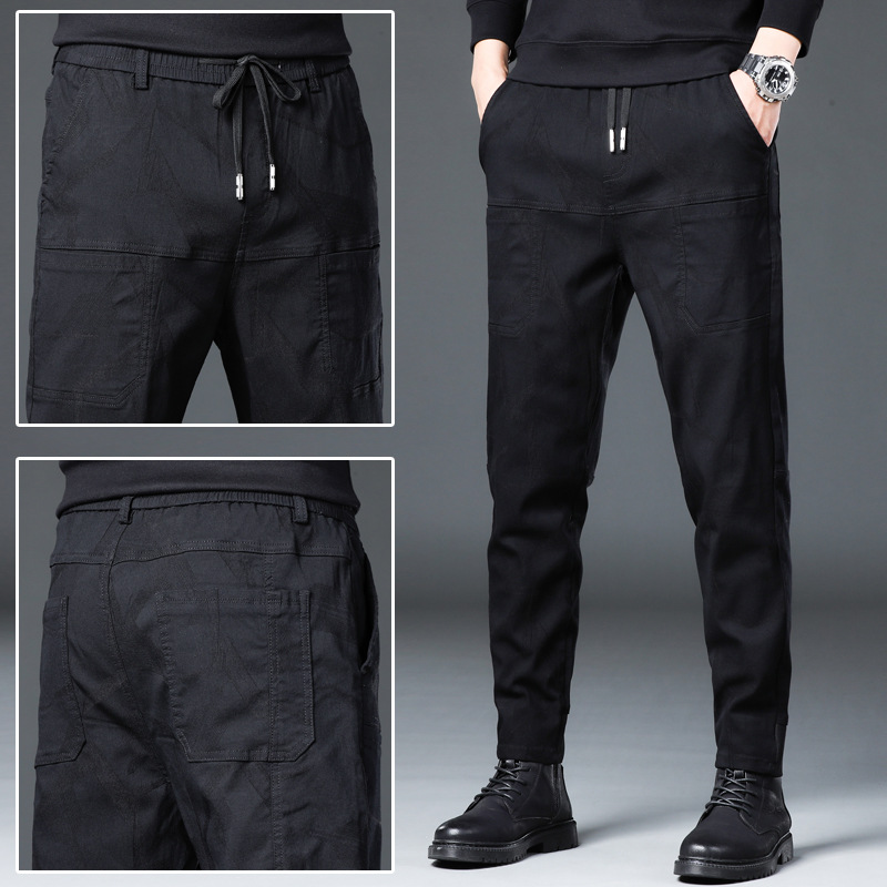 2022 primavera y verano nuevos pantalones casuales de los hombres de seis bolsillos jacquard estiramiento pantalones de mezclilla de camuflaje de los hombres monos de moda