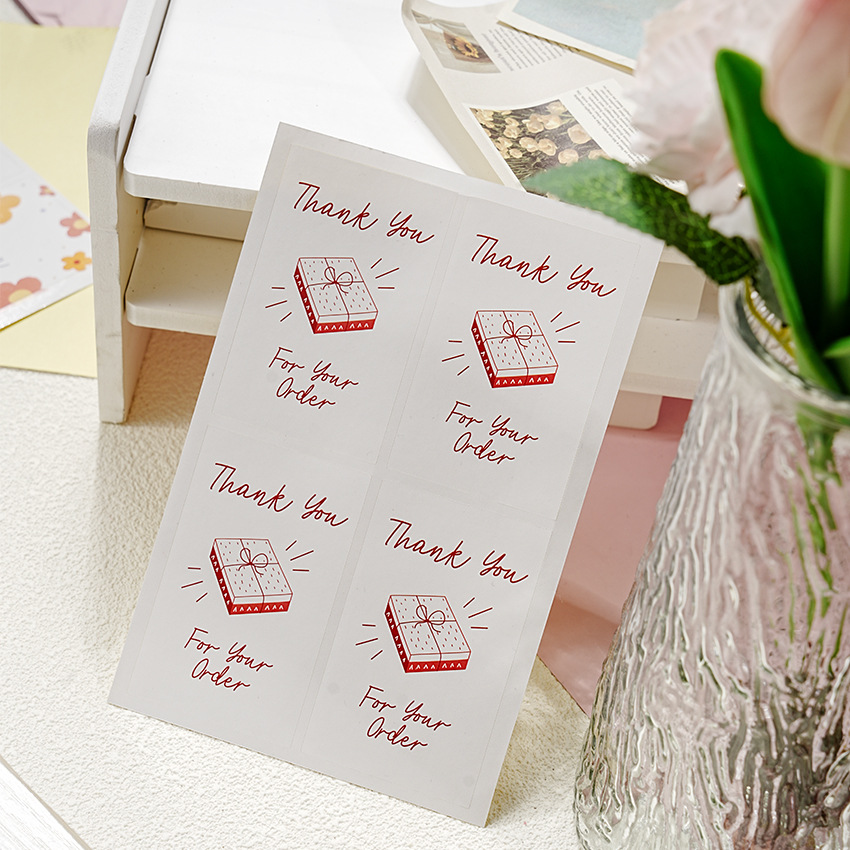 4枚价 新款ins长形gift 礼物感谢thank you不干胶贴纸 礼物包装粘