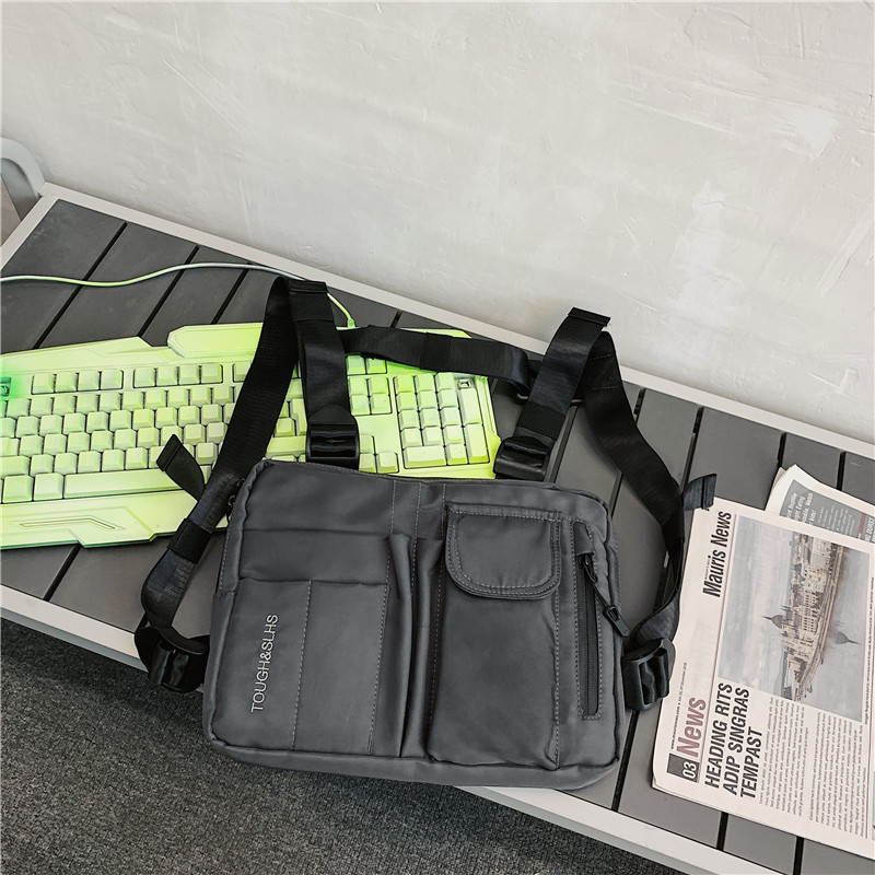 Nueva moda de la calle de los hombres y de las mujeres del bolso del chaleco hip hop táctico funcional mochila de herramientas bolsa de pecho de la motocicleta Hong Kong estilo bolsa de hombro