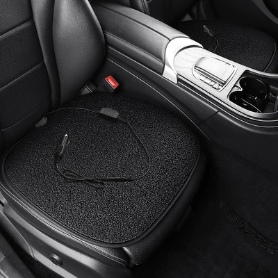 Multi-function pad | Electric Heating 12V Cigarette Lighter - teddy-velvet-12v-cigarette-lighter-square-mat-mysterious-black-double-seat