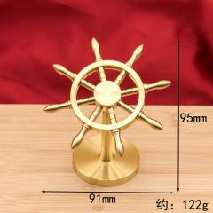 創意黃銅領航舵擺件舵手領航者船舵酒店辦公室桌面裝飾品開業禮品