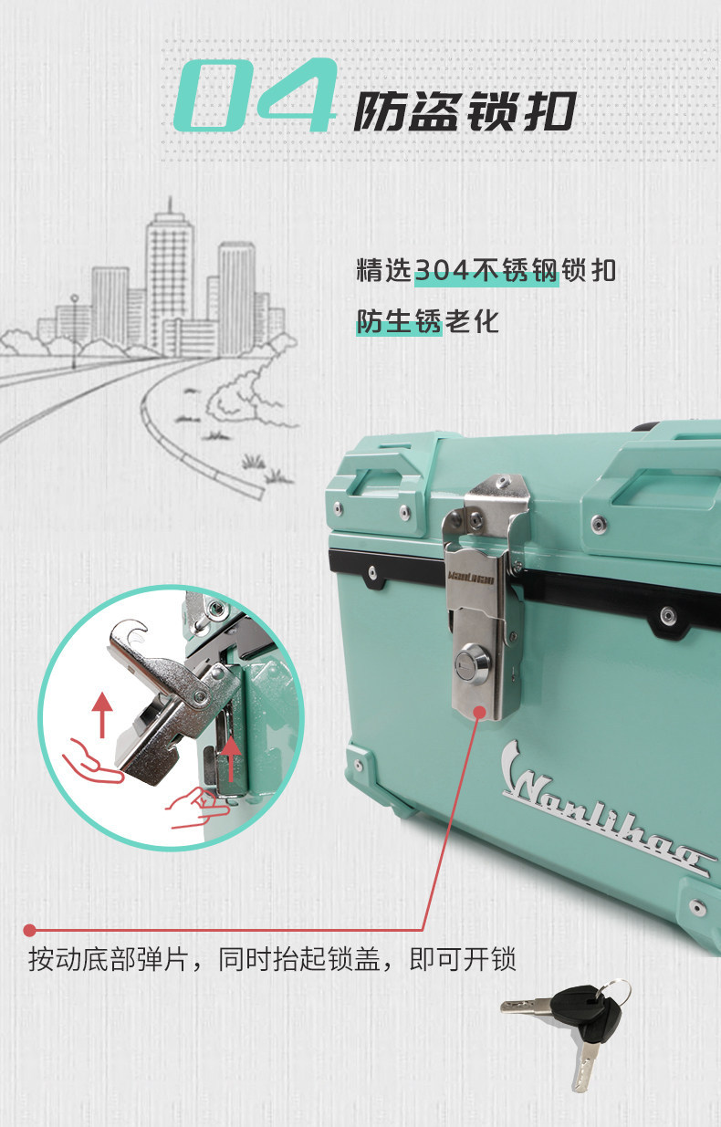 Wanlihao Sanyang Feidu 4/5 motorcycle trunk, electric vehicle rear trunk, scooter non-aluminum alloy trunk