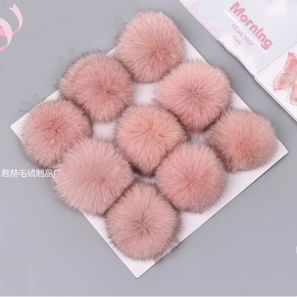 En stock 8-9cm de piel de zorro real Bola de piel accesorios de Ropa Accesorios de bricolaje bola de peluche colgante de la joyería