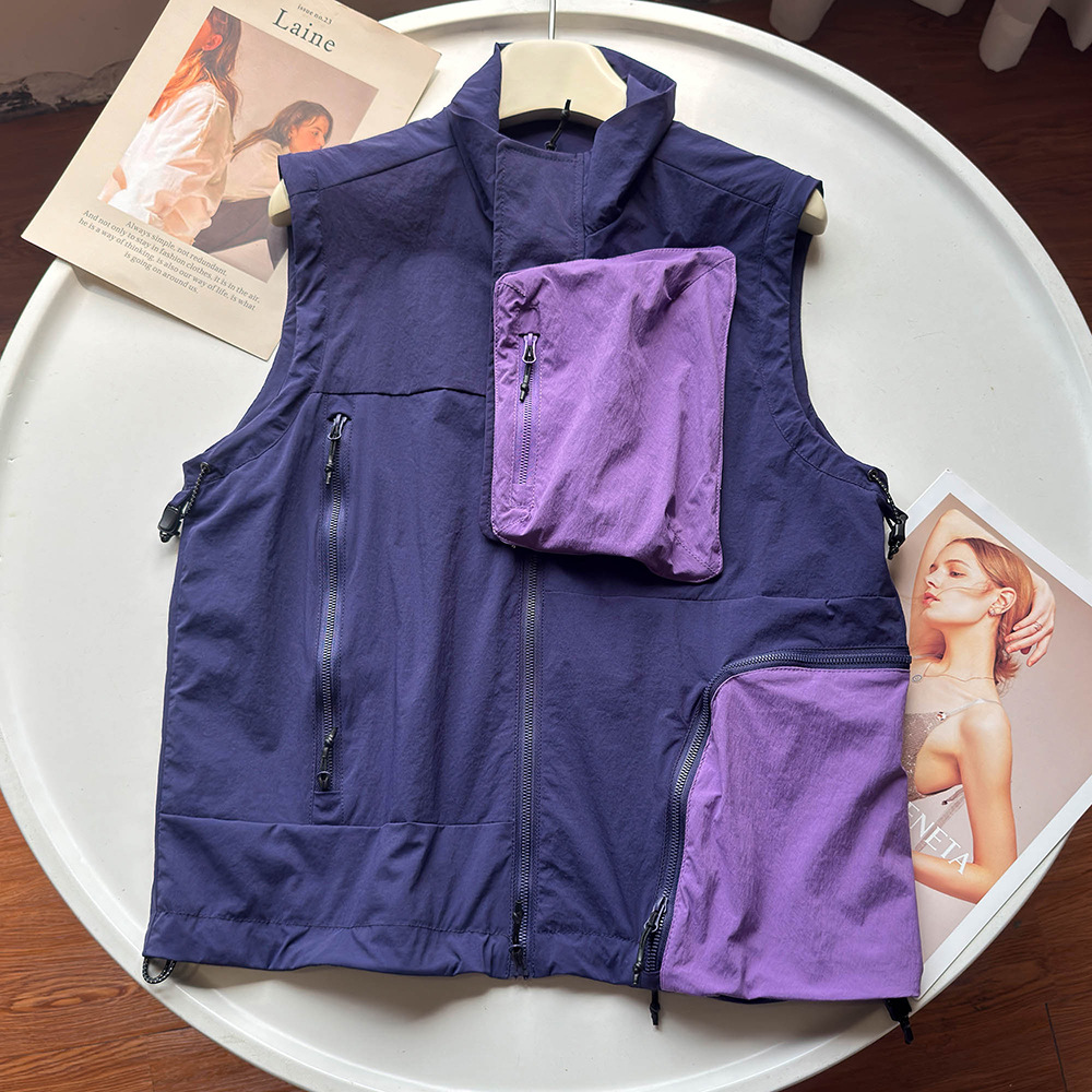 Factory Order! Autumn Couple's Outdoor Mountain-style Detachable Large-pocket Color-blocked Sleeveless Casual Vest For_voghion.com