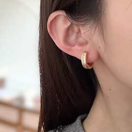 欧美微镶锆石圈圈耳环时尚精致小巧轻奢高级感气质百搭耳扣耳饰女