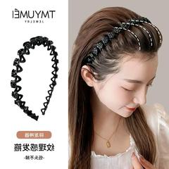 2023新款水鑽波浪發箍女款壓發髮夾碎發整理神器頭箍發卡秋冬頭飾