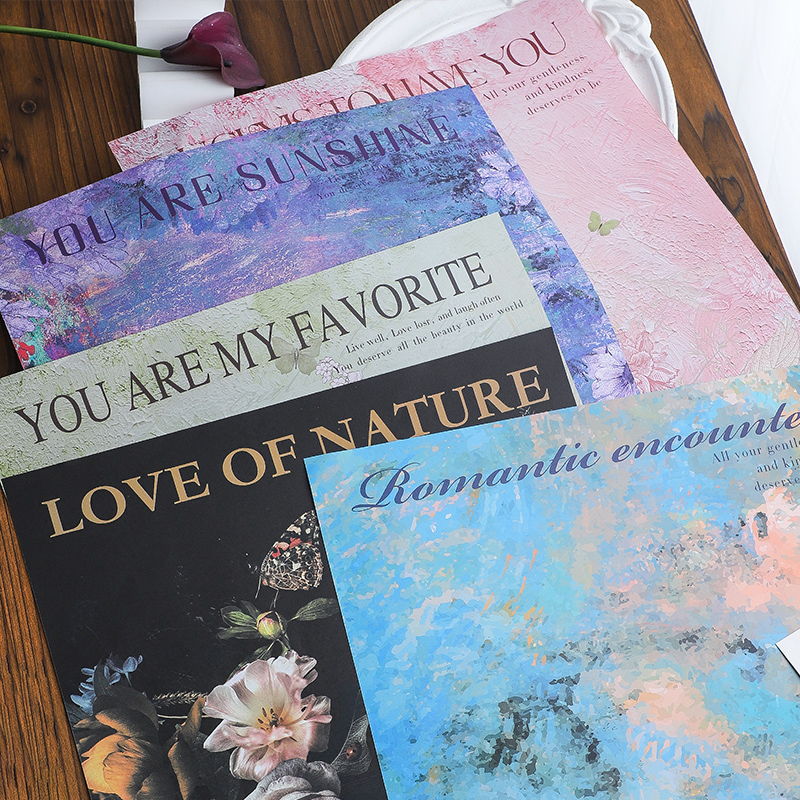 Huimeng jardín pintura al óleo viento flores ramo de flores papel de embalaje atmósfera retro papel regalo florista DIY materiales hechos a mano