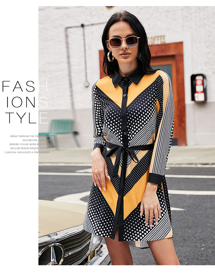 Fashion Stripe Printed Tie Dress NSJR44679