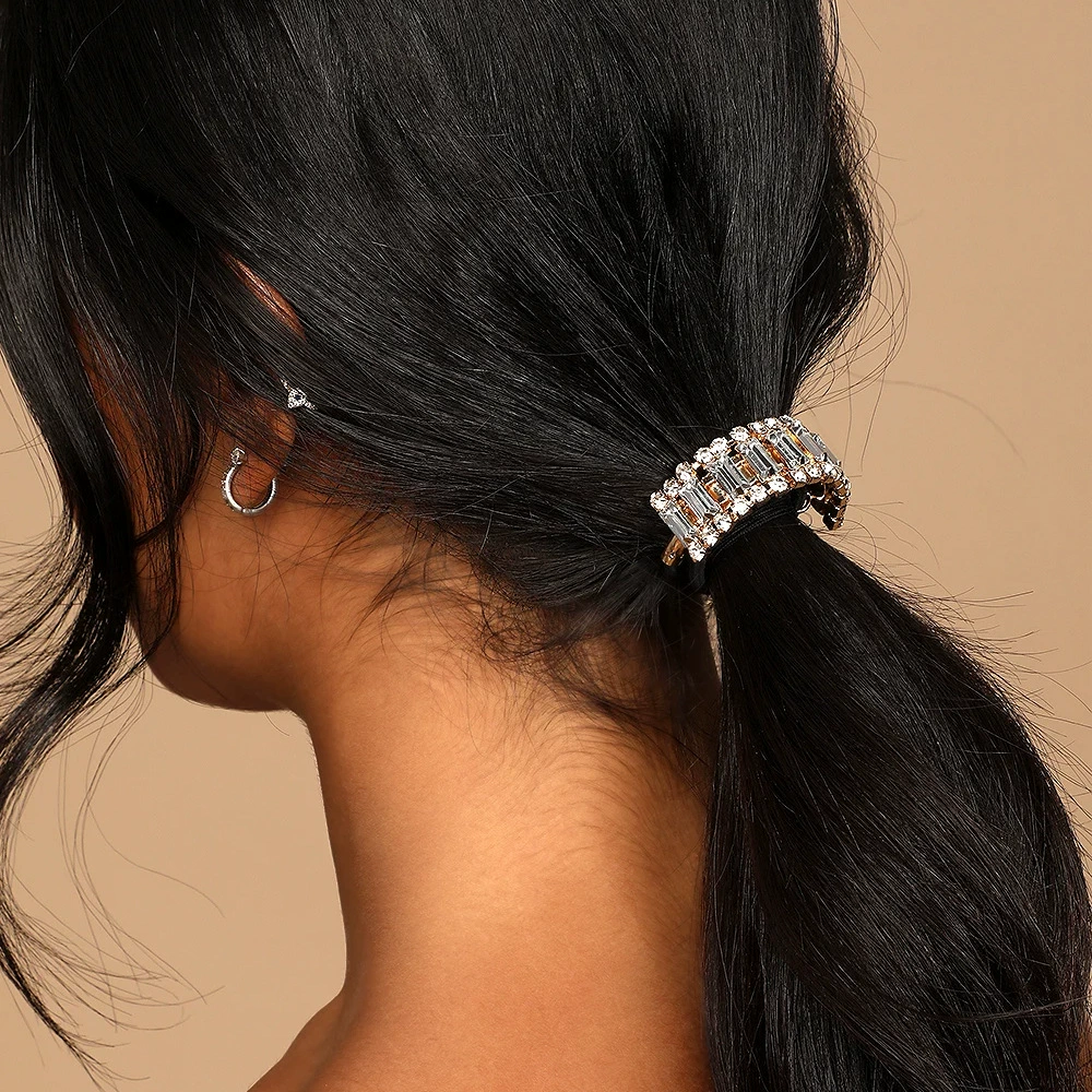 Корейская версия веревки для волос со стразами с конским хвостом, веревка для волос, простой темперамент, расширенный смысл, кольцо для волос, аксессуары для волос Hair rope