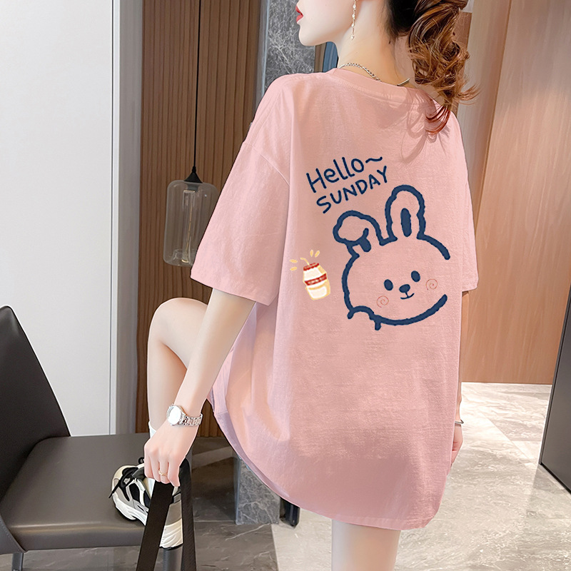Korean chic Dongdaemun plus size women's T-shirt, short sleeve, pure cotton, casual and relaxed style, trendy design, summer top.