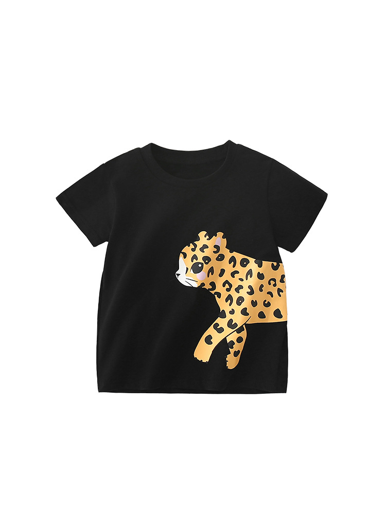 Camiseta de niña malwee transfronteriza verano nuevo estilo europeo y americano niños pequeños y medianos cuello redondo manga corta lindo estampado niños top