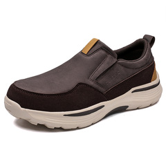 Spring-season cross-border men's casual leather shoes—wholesale, plus-size, slip-on design, lightweight and comfortable.