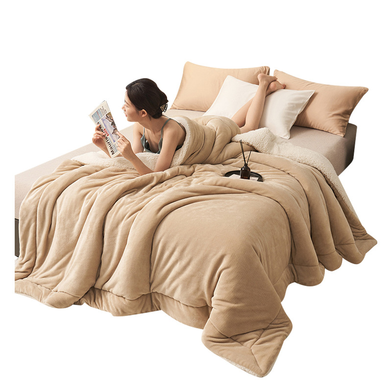 Transfronterizo leche mantas de lana de invierno grueso mantas de lana de coral mantas de lana de lana siesta descanso una sola manta de pierna