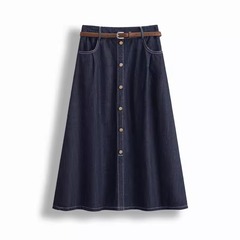 薄いデニムのスカートの女性の夏の新型のハイウエストのA字のデニムのスカートの氷の糸のスカートはベルトA3890を送ります。