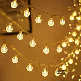 LED厂家直供气泡圆球灯串水晶球灯房间室外庭院装饰节日彩灯闪灯