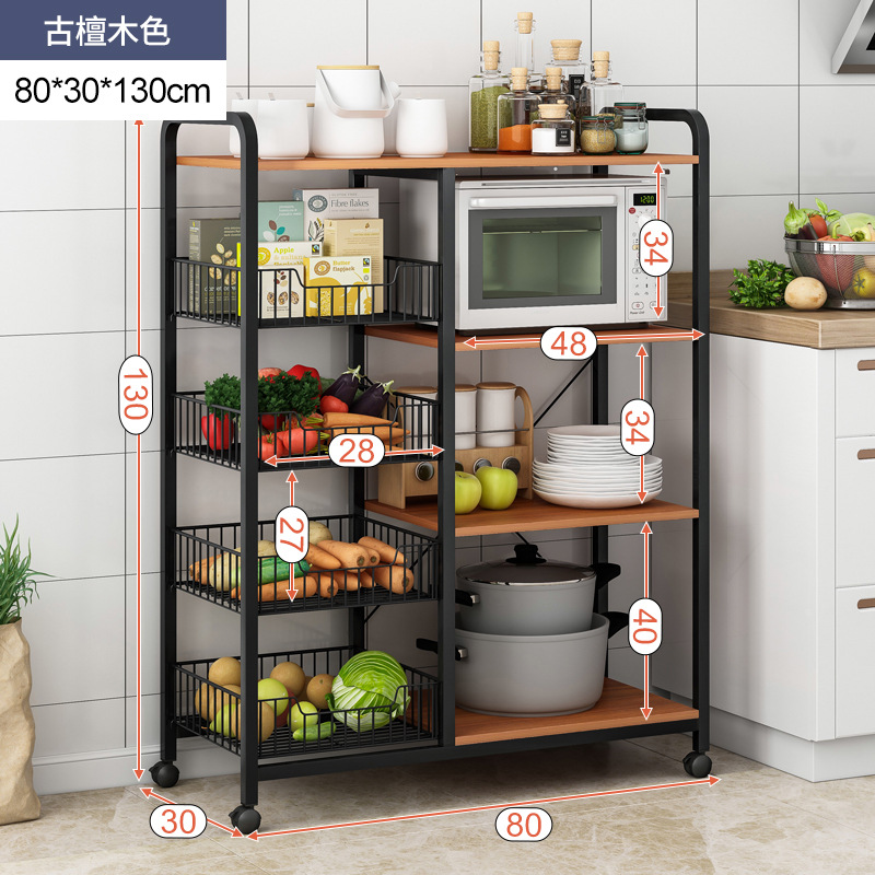 Cesta de la cocina estante de almacenamiento de piso multi-capa hogar vegetal rack de almacenamiento de horno microondas olla rack de almacenamiento