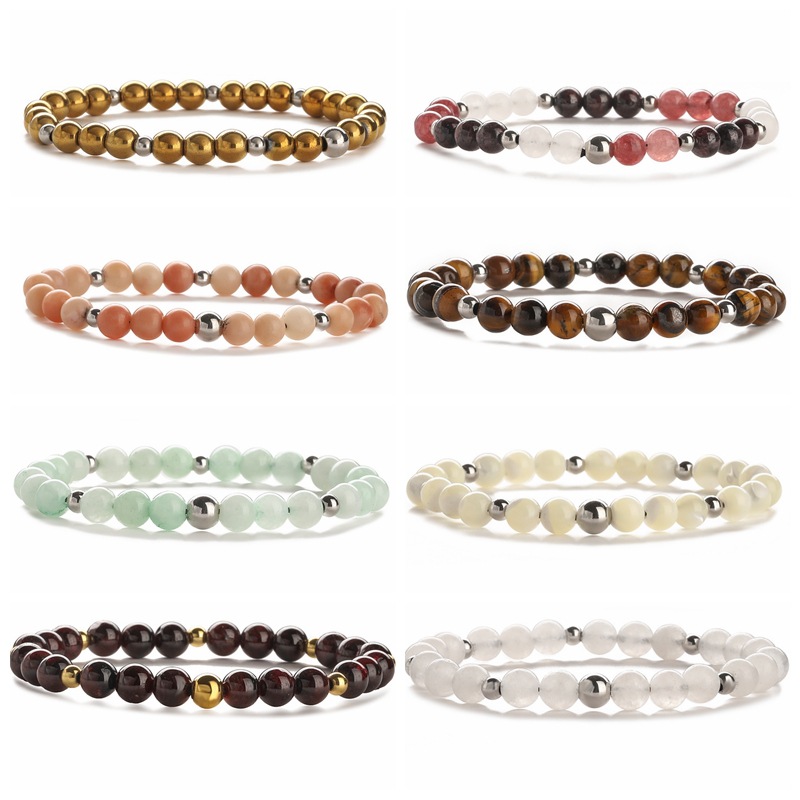 Europa y los Estados Unidos transfronterizos 6MM ojo de tigre ágata línea elástica cuentas pulseras pulseras granada brazalete de regalo para hombres y mujeres