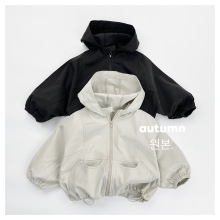 儿童外套秋季新款男女童韩版薄款风衣连帽休闲夹克中小童防风外套