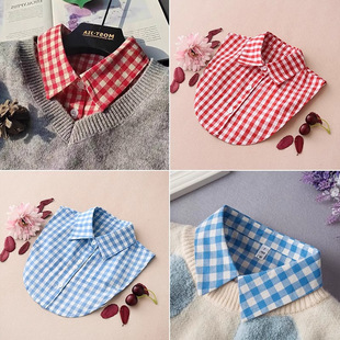 Autumn and Winter Inner Wear Pure Cotton Plaid Shirt Fake Collar Classy Elegant Plaid Shirt Fake Collar Women's Sweater Collar Shirt Collar