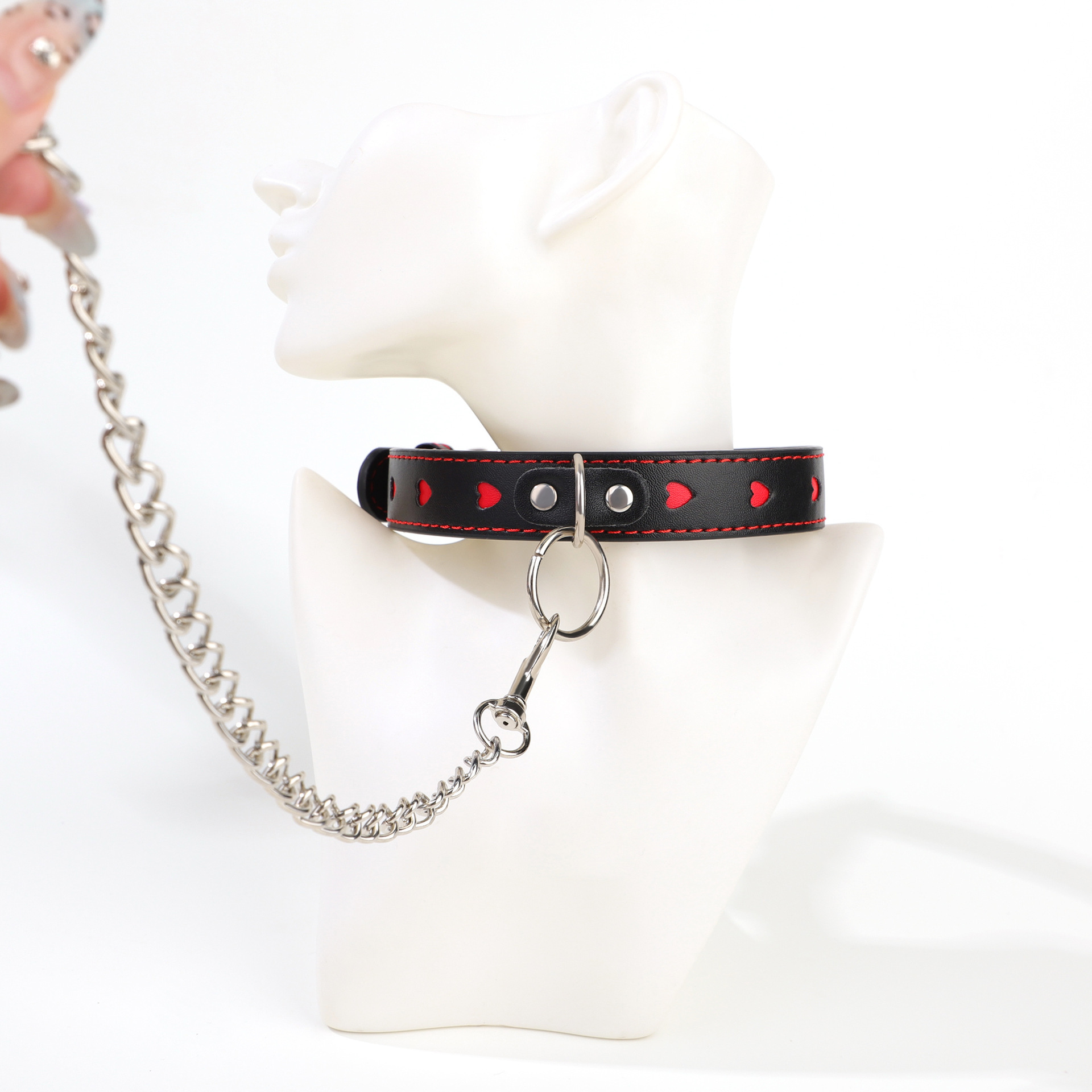 Cereza de azúcar, collar de corazón, collar de tracción, pareja de adultos, collar de cuero clavícula, mujer image 4
