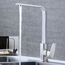 跨境四方扁管七字形厨房水龙头可旋转冷热厨房洗菜盆水槽龙头