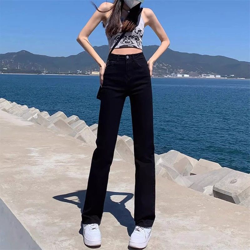 Black Narrow Straight Jeans for Women 2025 Spring & Fall New High-Waist Slim Straight Pants Slim Stretch Cigarette Pants Black Narrow Straight Jeans for Women 2025 Spring & Fall New High-Waist Slim Straight Pants Slim Stretch Cigarette Pants