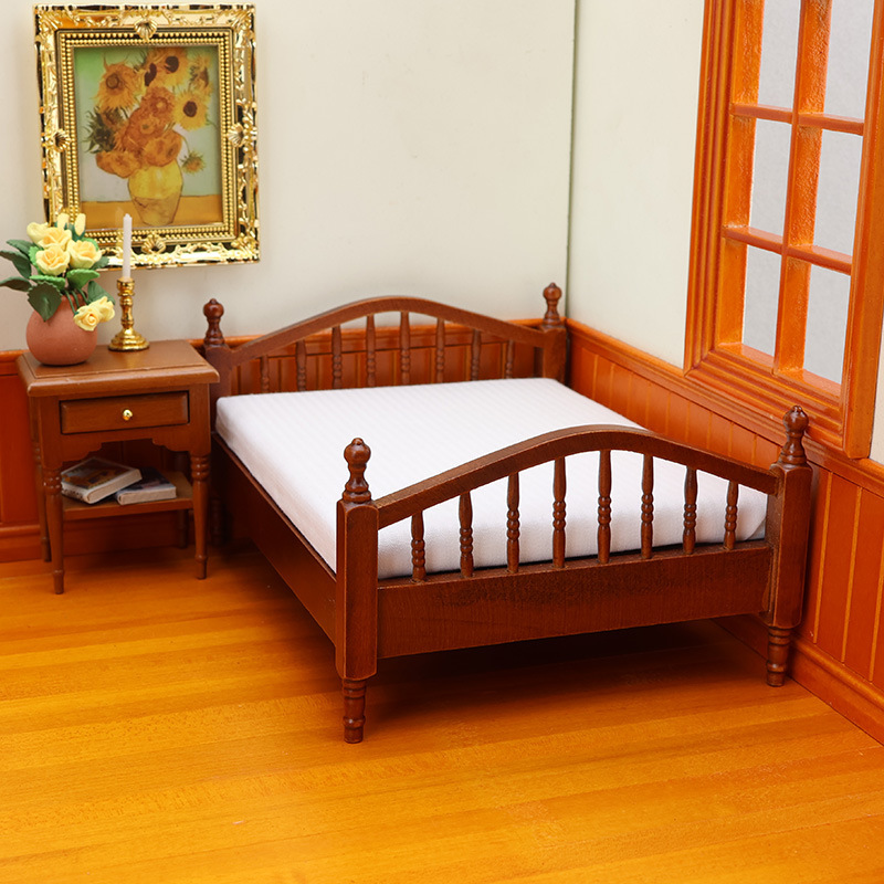 1:12迷你娃娃屋dollhouse迷你小家具微缩卧室场景欧式床单品道具|undefined
